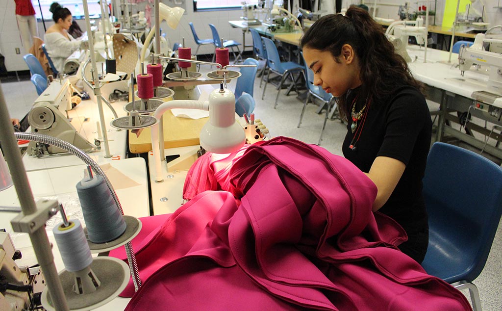 Fashion design students are hard at work